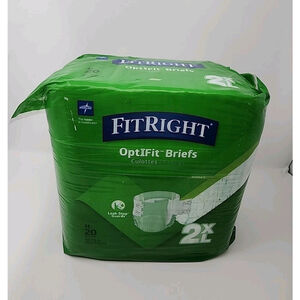 FitRight Adult Incontinence Briefs With Tabs 2XL XXL 60-70" 20 Count New